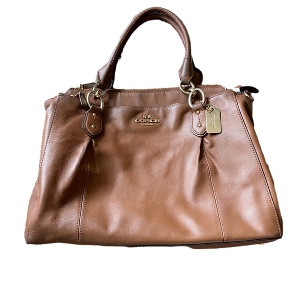 VINTAGE COACH COGNAC Grain LEATHER BAG TOTE POCKETBOOK VTG - Picture 1 of 12